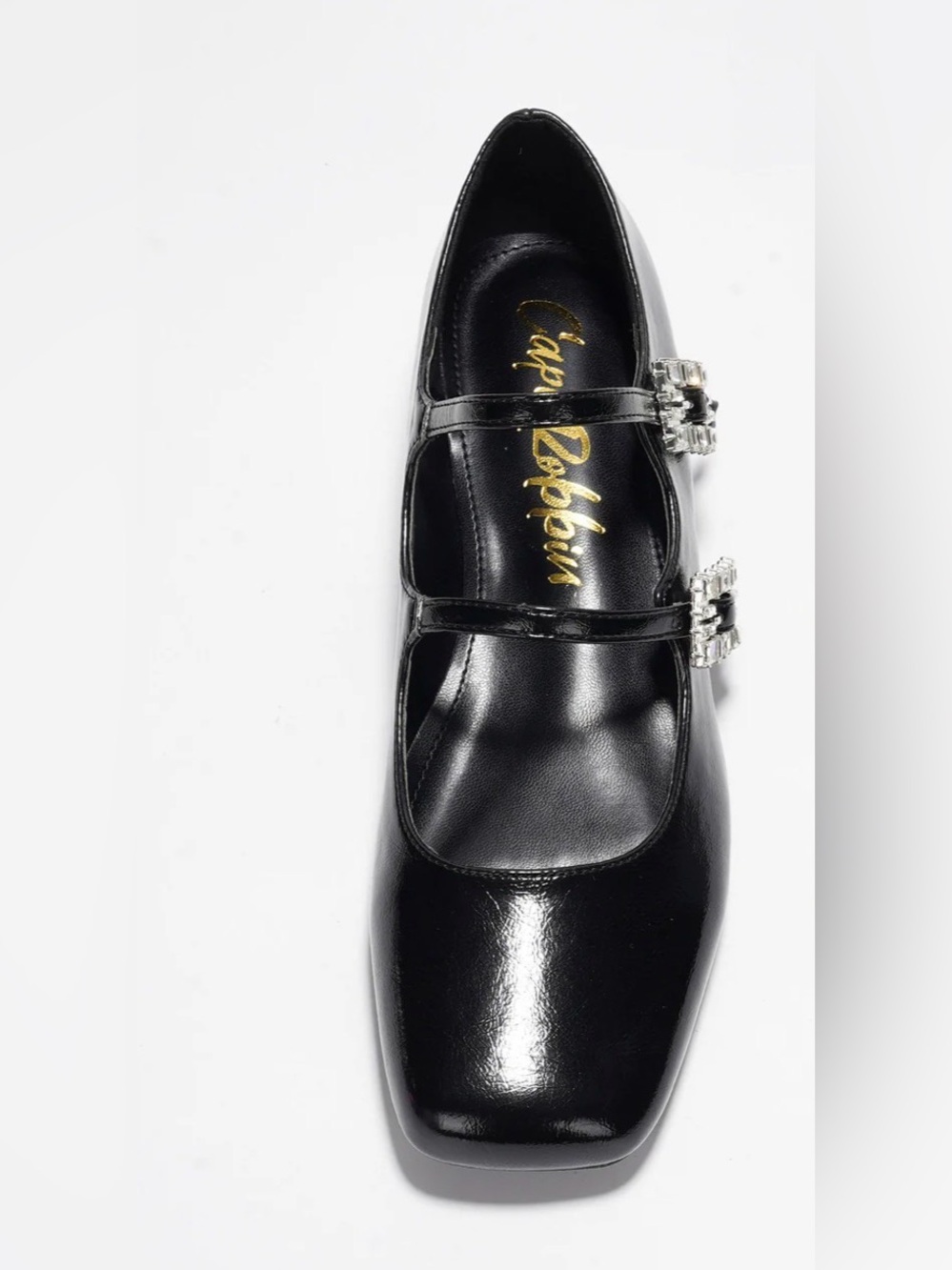 Cape Robbin Black Patent Mary Jane Flats with Crystal Buckles - Picture 3 of 6